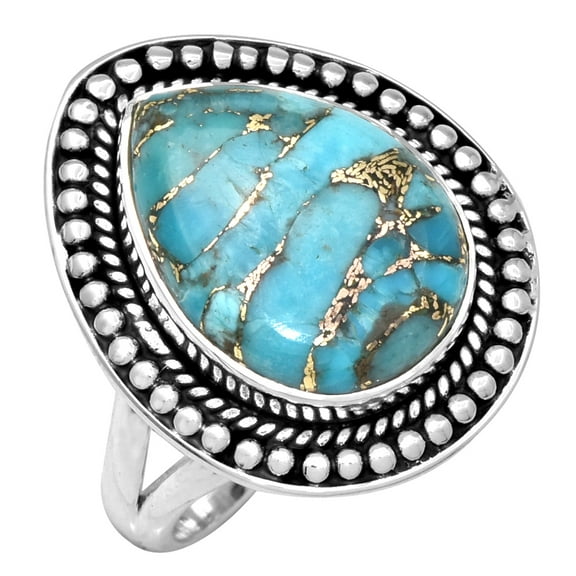 YoTreasure 12x16 MM Turquoise Ring .925 Sterling Silver