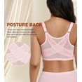 thumbnail image 4 of Exerin Women's Front Closure Non Padded Underwire Plus Size Posture Back Support Bra(34DD,Pink), 4 of 6