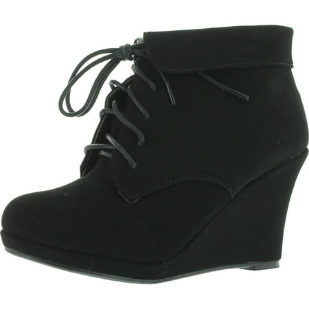 

Top Moda Womens Max-35 Max 35 Womens Wedge Ankle Booties Black 6