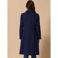 thumbnail image 3 of DARING DIVA Women's Peter Pan Collar Single Breasted Long Pea Coat Dark Blue L, 3 of 6