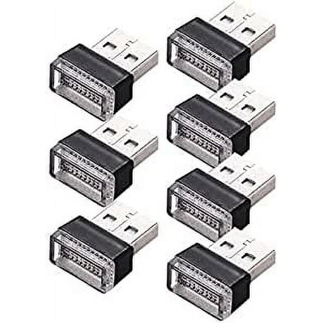 7 luces ambientales monocromáticas LED USB para interior de automóvil (7 colores), luces plug and play de 5 V, mini kit de iluminación ambiental para interior de automóvil, computadora portátil, toma
