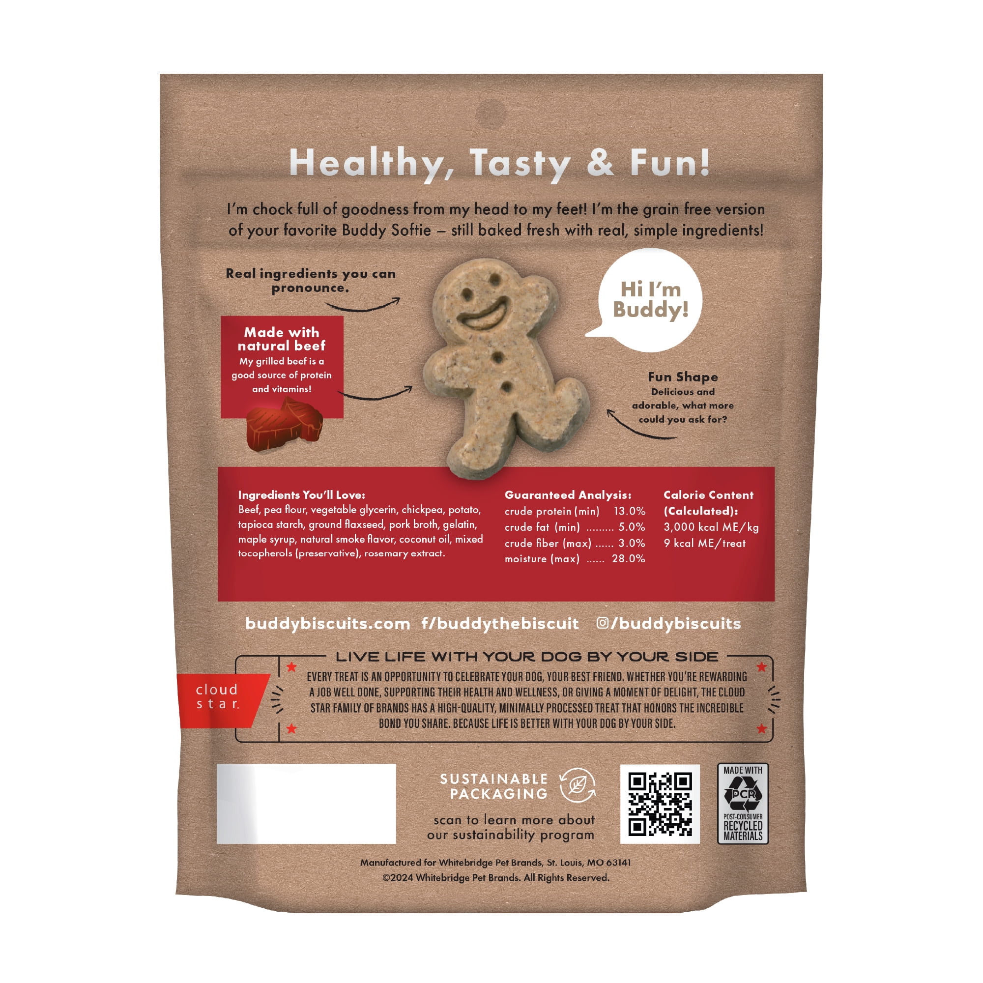 Buddy Biscuits Softies Soft & Chewy Grain Free Dog Treats, Beef, 5 oz. Bag
