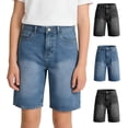 thumbnail image 2 of QINGFSAP Girls Denim Bermuda Shorts Casual Jean Bottoms with Pockets Summer Straight Leg Style 12-16T, 2 of 6