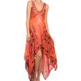 thumbnail image 1 of Sakkas Lala Smocked Back Handkerchief Hem V-Neck Sleeveless Dress - Orange - OS, 1 of 4
