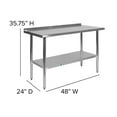 thumbnail image 5 of Flash Furniture Rawcliffe Stainless Steel 18 Gauge Prep and Work Table with 1.5" Backsplash and Undershelf - NSF Certified - 48"W x 24"D x 36"H, 5 of 10
