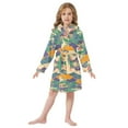 thumbnail image 6 of FORMRS Niños Bathrobe Unisex Hooded Robe Soft Plush Pajamas Sleepwear, Size 2-3T, Beige Floral Wave, 6 of 7