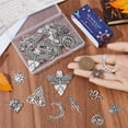 thumbnail image 3 of 40PCS 10 STYLES Gothic Charms Tarot Charms Bulk Goth Tibetan Antique Silver Moth Butterfly Skull Moon Phase Snake Magic Charm Bulk for Jewelry Making Charms Diy Earrings Necklace Craft, 3 of 6