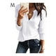 thumbnail image 2 of Qarigey Camiseta de mujer Blusa casual de manga larga con cuello en V de color sólido Prendas para la parte del cuerpo Blanco METRO Qarigey AP003436-12, 2 of 3