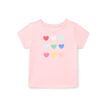 Wonder Nation Baby Girls Crewneck Tee with Short Sleeves, Sizes 0/3M-24M
