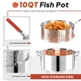 thumbnail image 3 of 10QT Stainless Fish Fryer Pot | with Lid & Tong | Deep Fryer with Basket | Indoor & Outdoor Cooking | All-Round Protection | Perfect For Boiling ＆ Frying, 3 of 7