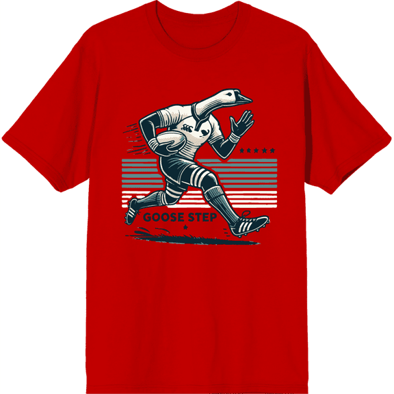 Rugby Goose Step Adult Red Crew Neck Short Sleeve Tee-Medium