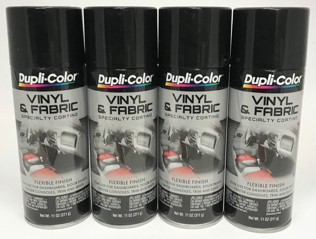 Duplicolor HVP104 4 Pack Vinyl & Fabric Spray Paint Gloss Black 11 oz
