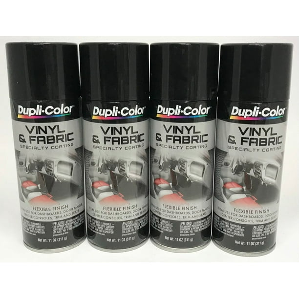 Duplicolor HVP104 4 Pack Vinyl & Fabric Spray Paint Gloss Black 11