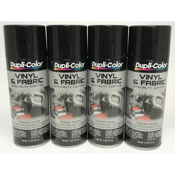 Duplicolor HVP104 - 4 Pack Vinyl & Fabric Spray Paint Gloss Black - 11 oz