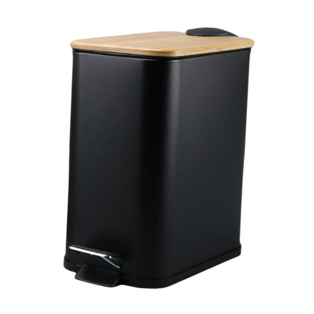 Bote de basura con tapa, cubo de basura con pedal fino, organizador de cesta de papel, cesto de basura de cocina de 5L para inodoro de lavandería , negro perfecl Bote de basura