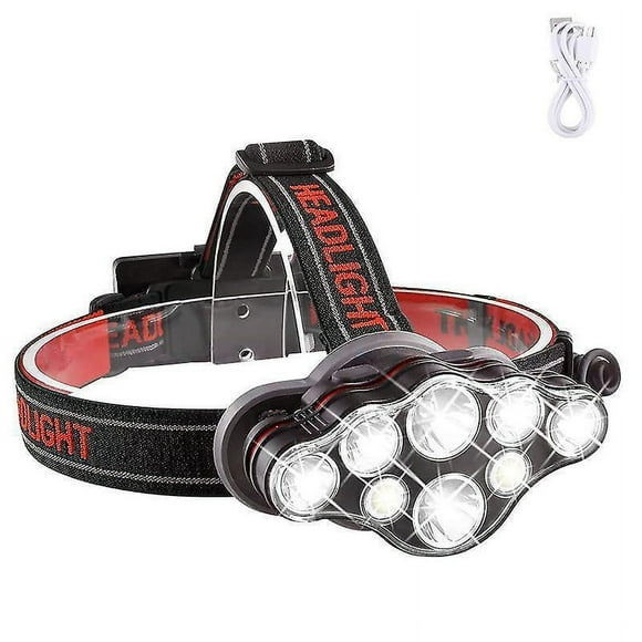 USB Rechargeable Headlamp for Outdoor Activities, 2pcs, 8 Modes, Super Bright LED