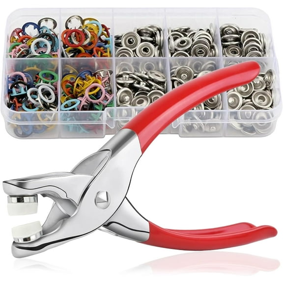 Sewing Kit with 100PCS Metal Buttons – Manual Pliers Tool Included, 2026 New Sewing Kit with Metal Buttons, Button Installer for Clothing, for DIY Crafts Sewing Fabric Clothes Bag Jean (Multicolor)