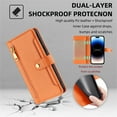 thumbnail image 3 of Jiahe Cover for iPhone 12 Pro Max, Multifunctional Wallet Case with Card Holder and Shoulder Strap,PU Leather Magnetic Closure Zipper Pocket Kickstand Wristband Flip Leather Cover, orange, 3 of 7