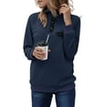 thumbnail image 1 of Femmes Mode Fermeture Éclair Manches Longues Matelassé Pull-Over Chemise Top, 1 of 6