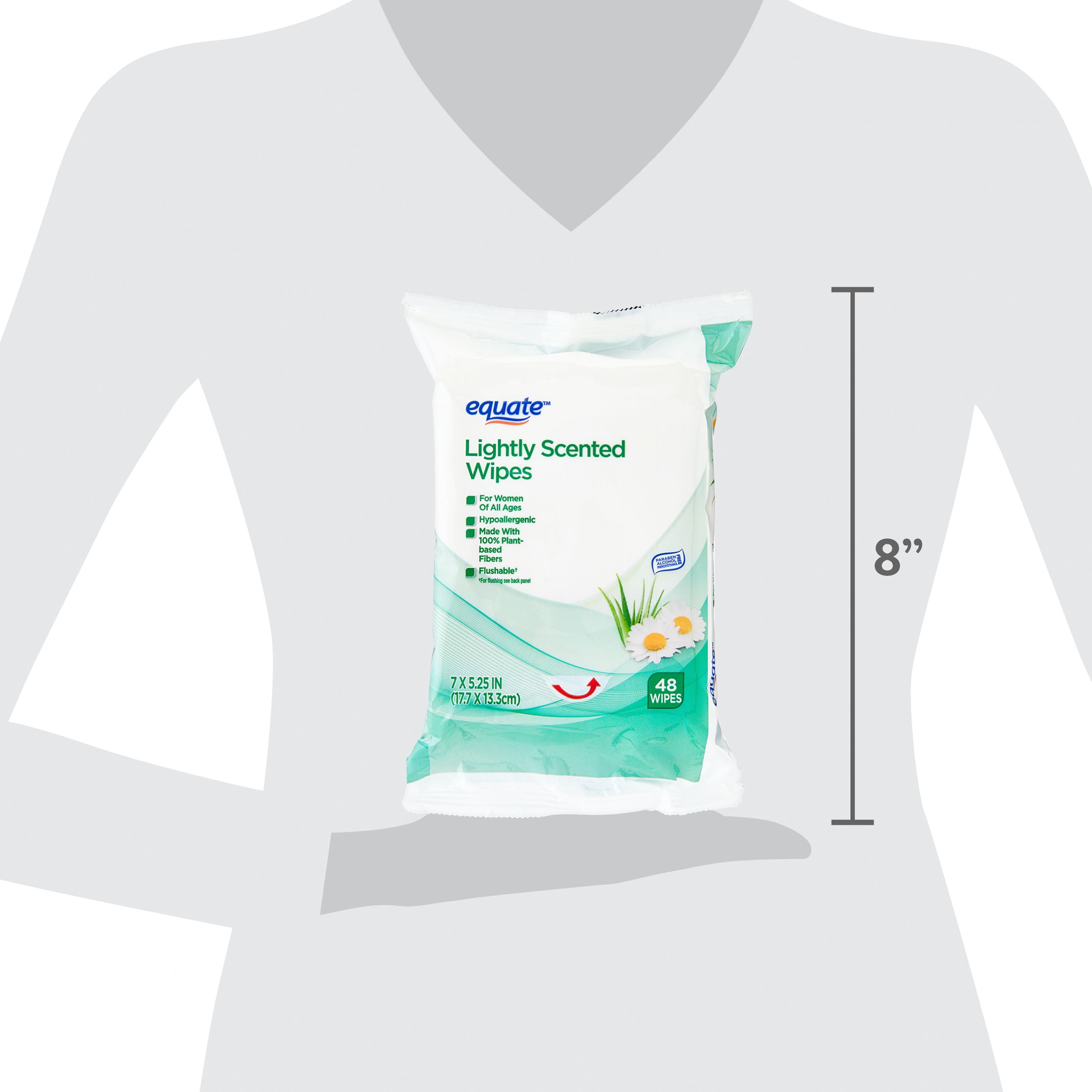 Equate Personal Wipes, Lightly Scented, Resealable, 48 Wipes