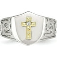 thumbnail image 5 of Chisel Stainless Steel Polished with 10K Gold Cross and .02 Carat Diamond Ring - Ring Size 10.0 Natural Diamonds, 5 of 8