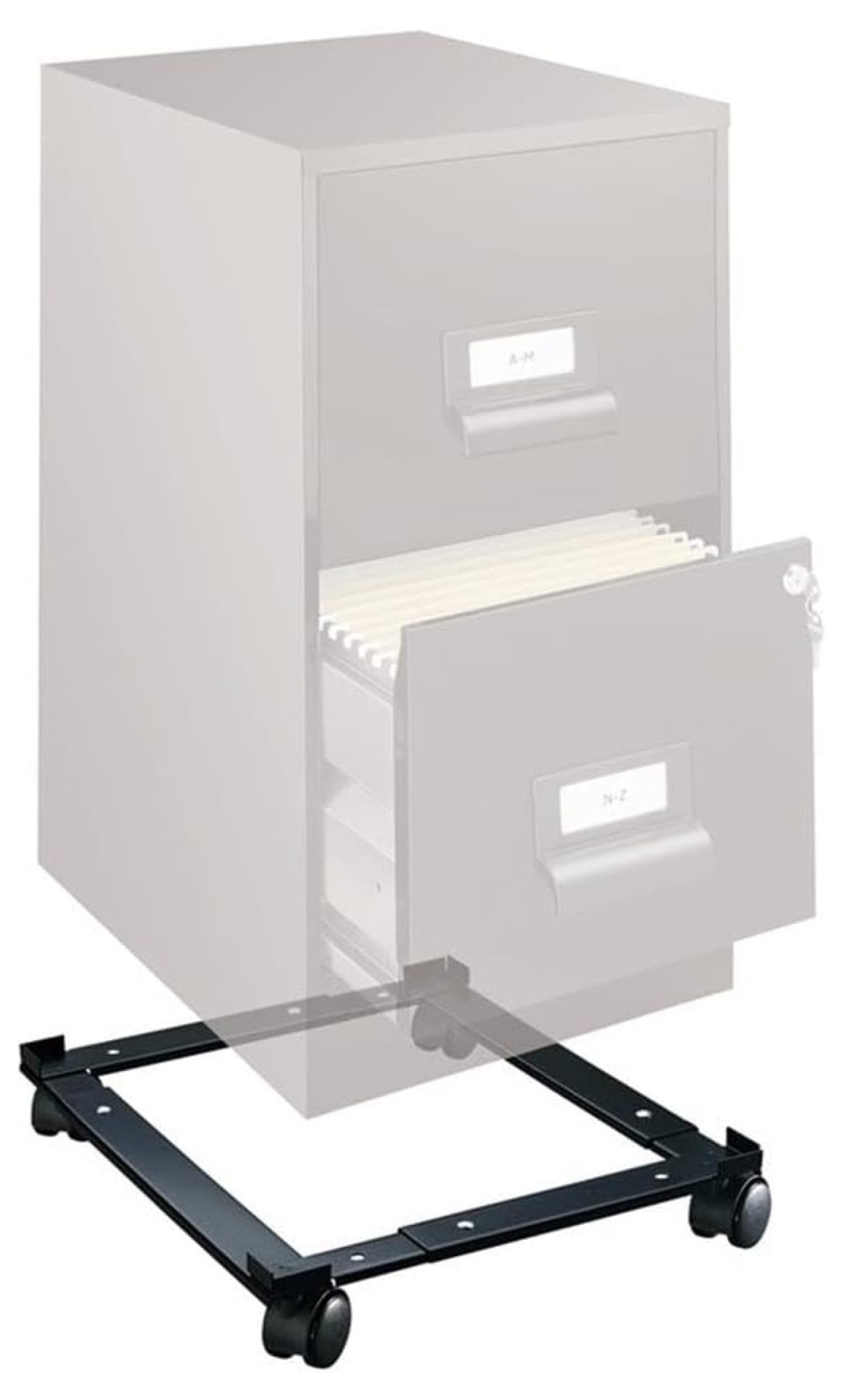 Metal File Caddy Adjustable Rolling File Cabinet - Black 18-26.5" W x 26.5" D - Letter/Legal Size - 400lb Capacity - Easy Assembly - Mobile File Frame