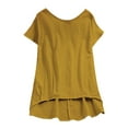 thumbnail image 4 of SHITINN Women Lady Linen Solid T-Shirt Casual Plain Loose Blouse Shirt Asymmetrical Tops Cute Short Sleeve Tops for Women Blouses for Women Casual Tunic Tops, 4 of 4
