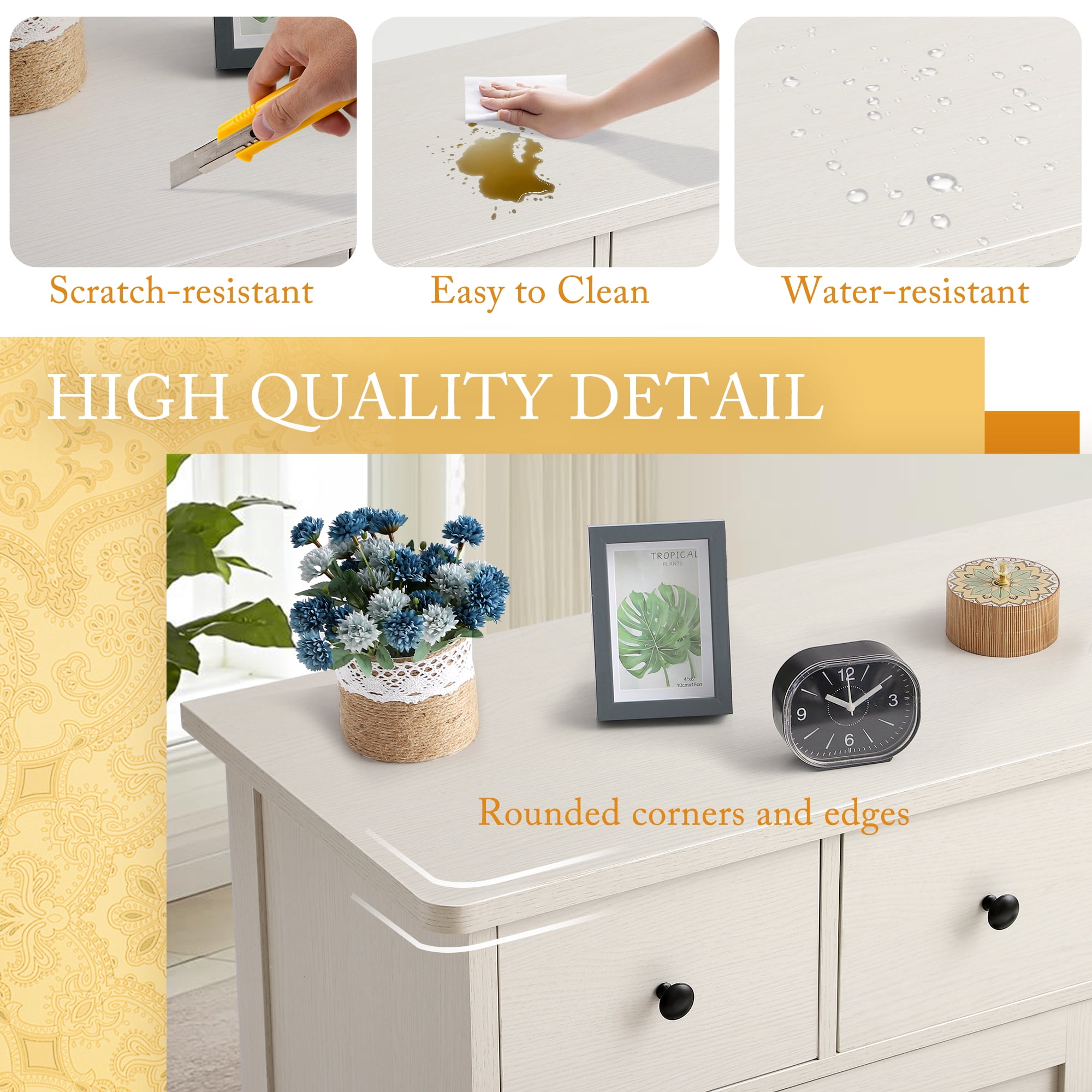 Haverchair 8 Drawer Dresser for Bedroom, Wood Chest of Drawers with Smooth Metal Rail, Large Dressers, Modern Bedroom Dressers with 8 Drawers Cabinet TV Stand