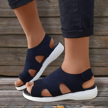 

Sunvit Women s Slide Sandals- Casual New Style Open Toe Summer Flat Slide Sandals #861 Blue-7.5