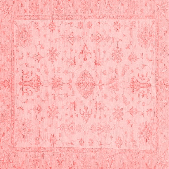 Ahgly Company Machine Washable Indoor Square Oriental Red Traditional Area Rugs, 8' Square