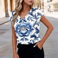 thumbnail image 4 of Dreluolixua Shirt Women Satin Plus Size V Neck Tee Lightweight Short Sleeve Shirt Print Soft Tops, 4 of 7