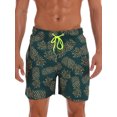 thumbnail image 5 of New Boys Mens Swimming Trunks Swim Shorts Board Shorts With Pockets Print Swimwear Beachwear Underwear Swimsuit Beach Pants Casual Quick Dry Bathing Suit Surfing Green Pineapple Print XL, 5 of 8