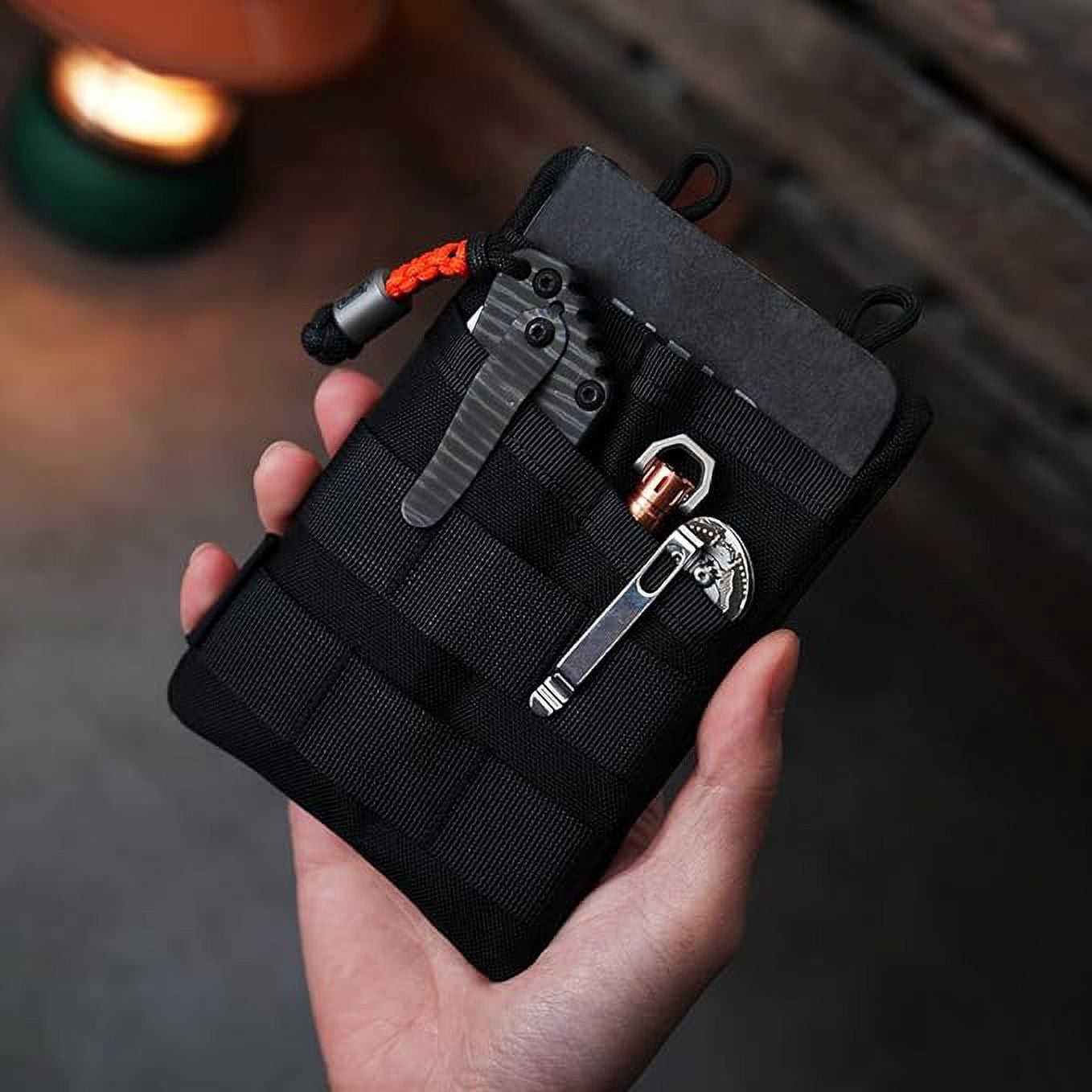 VIPERADE VE3-P Pocket Organizer Pouch, EDC Pocket Organizer Men with DIY Patches Area, EDC Organizer Pouch with 4 Tool Storage EDC Pouch for Flashlight, Pocket Knife, EDC Pen, EDC Gear -Black