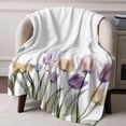 thumbnail image 3 of Throw Blanket for Couch Watercolor Tulip Soft Fleece Flannel Blankets Cozy Lightweight Blanket for Home Sofa Living Room Flower Floral Bed Throws 40" x 50", 3 of 9