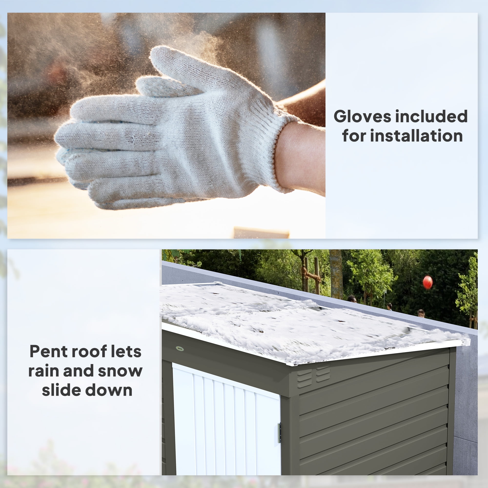 Outsunny 6' x 4' Garden Storage Shed, Outdoor Metal Tool Shed with Lockable Door and Gloves for Backyard Garden Patio Lawn, Light Gray