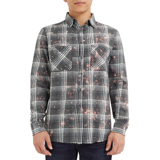 Epic Studios Men's & Big Men's Distressed Plaid Flannel Shirt, Sizes S