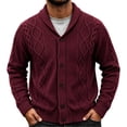 thumbnail image 2 of Lovzfmll Cardigan for Men, Shawl Collar Cable Knit Button Front, Casual Long Sleeve Sweater for Men, L, 2 of 6
