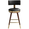 thumbnail image 6 of Studio 55D Parker Walnut Metal Bar Stool Brown Gold 25 1/2" High Modern Black Leather Cushion with Backrest Footrest for Kitchen Counter Height Island, 6 of 9