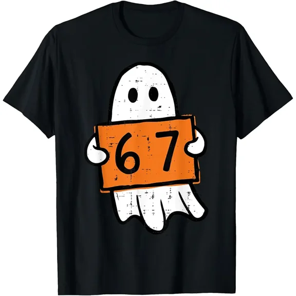 Halloween Ghost 6 7 Placard Six Seven 67 Costume Boys Kids T-Shirt
