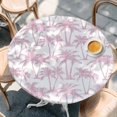 thumbnail image 4 of Pink Palm Tree Round Tablecloth 55-60 Inch Round Fitted Table Cloth with Elastic Edge, Summer Tropical Tree Coastal Beach Waterproof Table Cover Protector for Outdoor Picnic Party Dining, 4 of 9