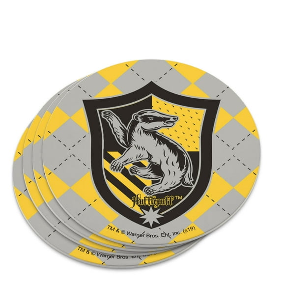 Harry Potter Hufflepuff Plaid Sigil Novelty Coaster Set