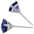 thumbnail image 3 of Peora Solid 14K White Gold Created Blue Sapphire Stud Earrings for Women, Classic Solitaire Round Shape, 6mm, 2.25 Carats total, Friction Back, 3 of 7