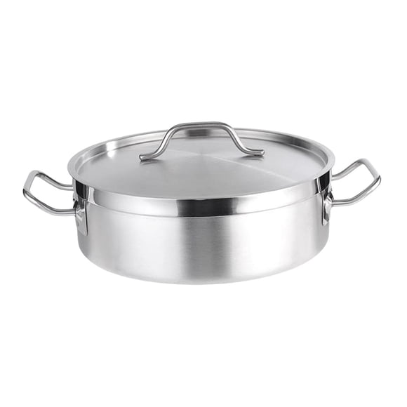 Olla de acero inoxidable para cocina de inducción con tapa, fácil de limpiar, olla grande, 30 centimetros