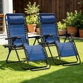 thumbnail image 3 of Zero Gravity Chair Set of 2 with Cup Holder & Removable Pillows, Adjustable Reclining Outdoor Patio Folding Chairs, Portable Lounge Chair for Poolside, Lawn, Beach, Camping, 3 of 8