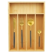 LotFancy Bamboo Kitchen Drawer Organizer for Large Cutlery, Utensil Holder and Silverware Tray