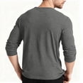 thumbnail image 4 of LTTVQM Henley Collar Long Sleeve T Shirt for Men Spring Autumn Solid Color Casual Simple Henry T Shirts Dark Gray L, 4 of 7