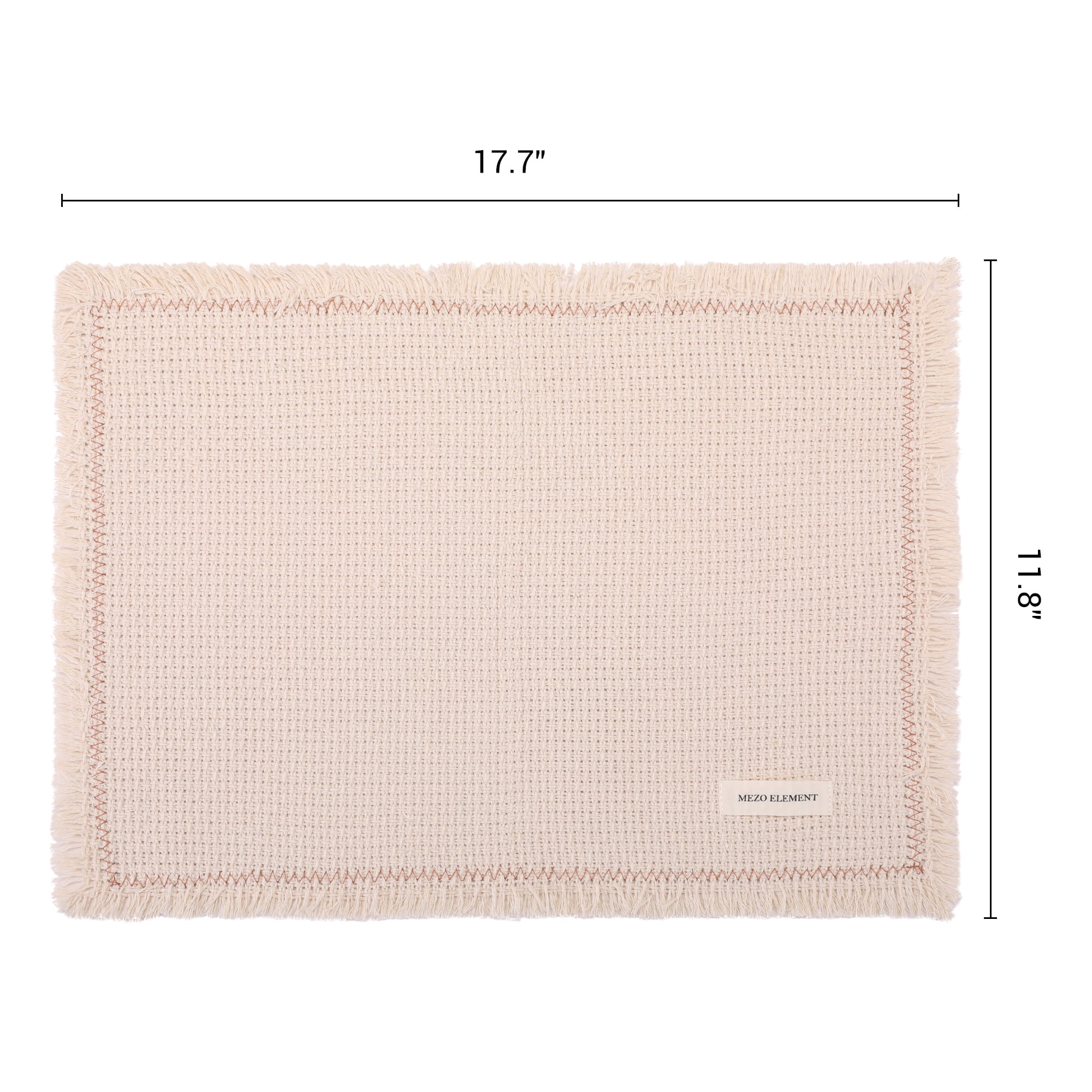 Unique Bargains 4pcs Cotton Blend Washable Table Mat Brown Edge 15.7"x11.8"