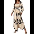 thumbnail image 3 of Vestido de Otoño para Invitada de Boda, Estilo Bohemio, Floral, de Larga, con Escote en V, Fluido, Elegante, para Playa Albaricoque XL, 3 of 10
