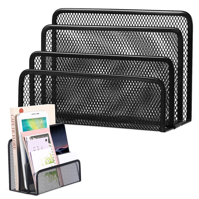 GOOHOCHY Organizador de archivos vertical, organizador de escritorio, clasificador de archivos, estante de almacenamiento para cartas, revistas y folletos.