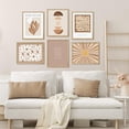 thumbnail image 4 of PixonSign Framed Canvas Print Wall Art Set - Brown Sunshine & Plants & Letter Patten - Set of 6 Abstract Geometric Minimalism Poster Cultural Art Wall Décor - 11"x14"x6 Natural, 4 of 5